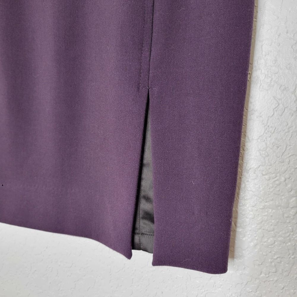 Valentina Shah Purple Straight Pencil Black Faux Leather Side Slit Skirt Size 6 - Picture 3 of 9
